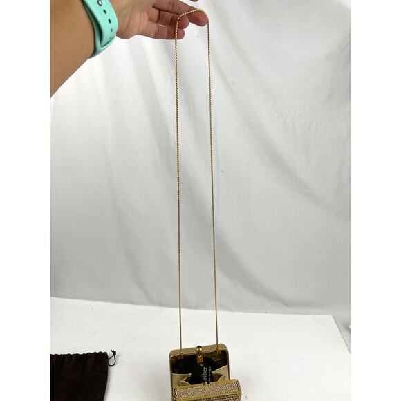 Judith Leiber Swarovski Crystal Gold Tone Metal Stone Evening Bag Clutch - Picture 12 of 16